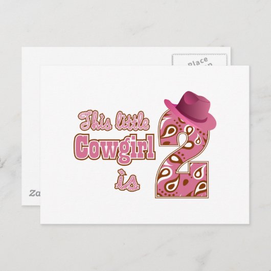 リトル女性のカーボーイ第2誕生日 ポストカード (正面/裏面)