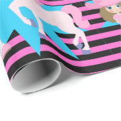 リトル女性のカーボーイ茶色の髪と馬任意の場合 ラッピングペーパー (ロールコーナー)