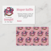 リトル女性のカーボーイ西ピンクハットフローラベビーシャワー エンクロージャーカード (正面/裏面)