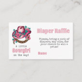 リトル女性のカーボーイ西ピンクハットフローラベビーシャワー エンクロージャーカード (正面)