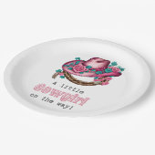 リトル女性のカーボーイ西ピンクハットフローラベビーシャワー ペーパープレート (アングル)