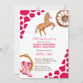 リトル女性のカーボーイ西ロデオ赤ちゃんシャワー 招待状 (正面)