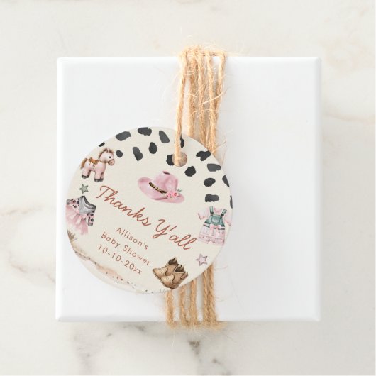 リトル女性のカーボーイ西部テーマ女の子の赤ちゃんシャワー フェイバータグ (インサイチュ)