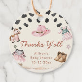 リトル女性のカーボーイ西部テーマ女の子の赤ちゃんシャワー フェイバータグ (正面)