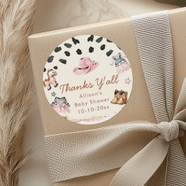 リトル女性のカーボーイ西部テーマ女の子の赤ちゃんシャワー ラウンドシール