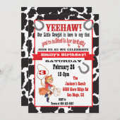 リトル女性のカーボーイ誕生日パーティーの招待 招待状 (正面/裏面)