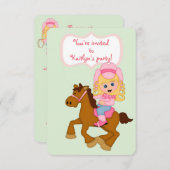 リトル女性のカーボーイ誕生日パーティーの招待 招待状 (正面/裏面)