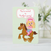 リトル女性のカーボーイ誕生日パーティーの招待 招待状 (スタンド正面)