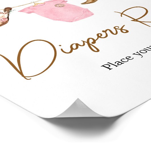 リトル女性のカーボーイ赤ちゃんシャワーおむつラッフル ポスター (角)