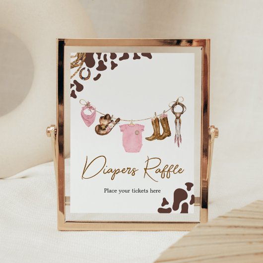 リトル女性のカーボーイ赤ちゃんシャワーおむつラッフル ポスター