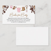 リトル女性のカーボーイ赤ちゃんシャワーベビー本 エンクロージャーカード (正面/裏面)