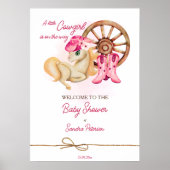 リトル女性のカーボーイ馬の赤ちゃんシャワー歓迎のサイン ポスター (正面)