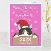 リトル子猫クリスマスカード カード (黄色い花)