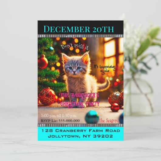 リトル子猫年間家族かわいいクリスマスパーティー 招待状 (スタンド正面)