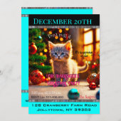 リトル子猫年間家族かわいいクリスマスパーティー 招待状 (正面/裏面)