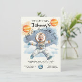 リトル宇宙飛行士の最初ののまわりに旅の太陽誕生日 招待状 (スタンド正面)