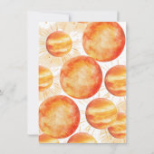 リトル宇宙飛行士の最初ののまわりに旅の太陽誕生日 招待状 (裏面)