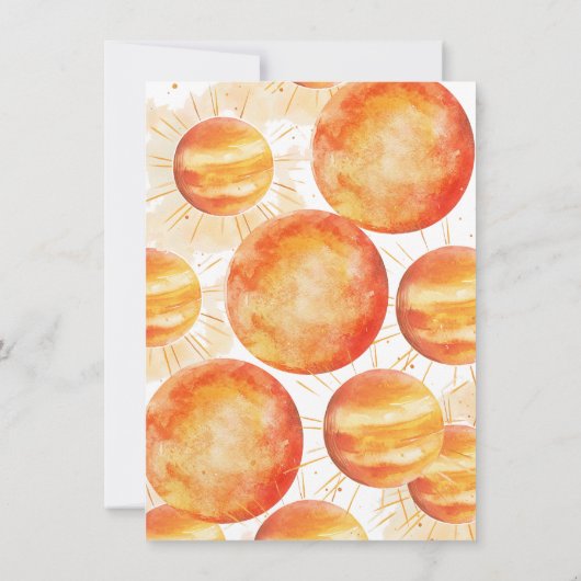 リトル宇宙飛行士の最初ののまわりに旅の太陽誕生日 招待状 (裏面)