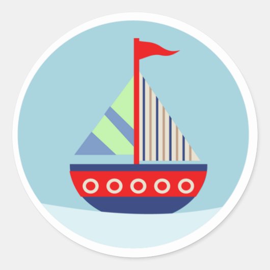 リトル帆船遠くに私と一緒に封筒用シール ラウンドシール (正面)