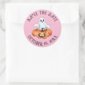 リトル幽霊とカボチャは日付を保存 ラウンドシール (バッグ)