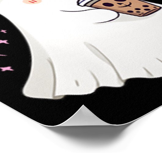 リトル幽霊アイスコーヒー不気味シーズンキュート幽霊H ポスター (角)