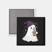 リトル幽霊アイスコーヒー不気味シーズンキュート幽霊H マグネット (正面/裏面)