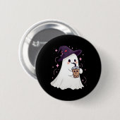 リトル幽霊アイスコーヒー不気味シーズンキュート幽霊H 缶バッジ (正面&裏面)