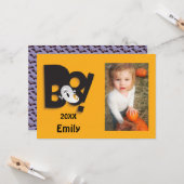 リトル幽霊カスタマイズハロウィーン写真フレーム カード (正面/裏面インサイチュ)