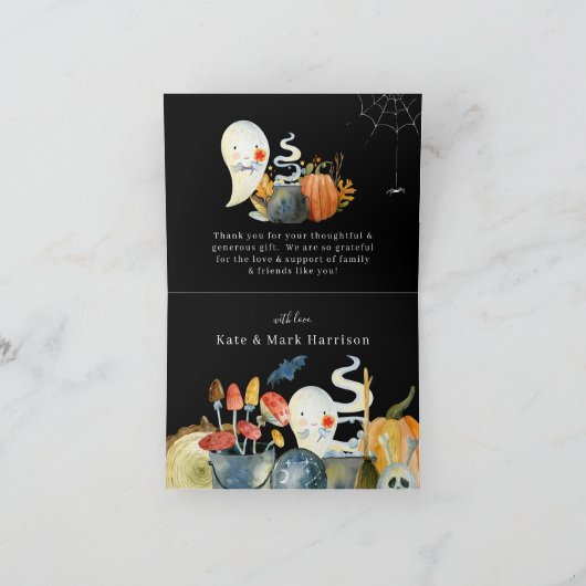 リトル幽霊ハロウィンベビーシャワーありがとう サンキューカード (内部)