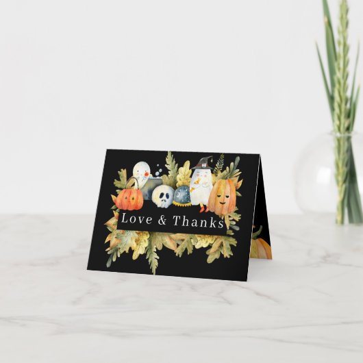 リトル幽霊ハロウィンベビーシャワーありがとう サンキューカード (正面)