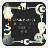 リトル幽霊ハロウィーン |差出人住所ラベル スクエアシール (正面)