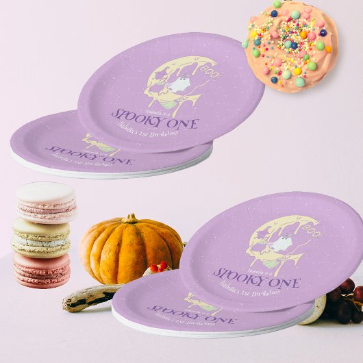 リトル幽霊ブー&ムーンキュート不気味ワンハロウィーン ペーパープレート