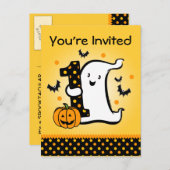 リトル幽霊1st誕生日はがき招待状 インビテーションポストカード (正面/裏面)