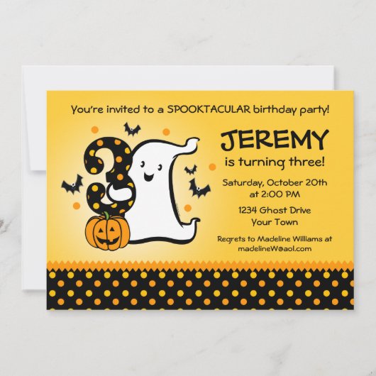 リトル幽霊3歳の誕生日 招待状 (正面)