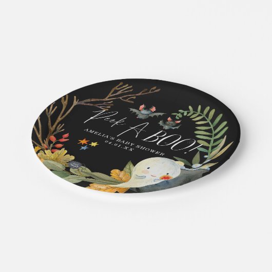 リトル幽霊 |かわいいハロウィーンの赤ちゃんシャワー ペーパープレート (アングル)