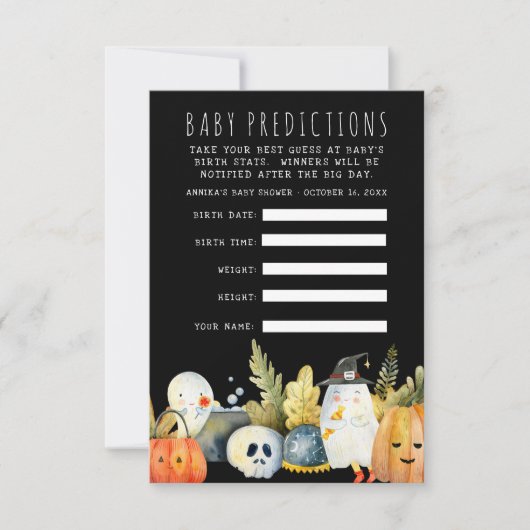 リトル幽霊 |ハロウィーン赤ちゃんシャワー推理ゲーム 招待状 (正面)