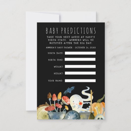 リトル幽霊 |ハロウィーン赤ちゃんシャワー推理ゲーム 招待状 (正面)