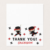 リトル忍者ウォリアー誕生日ボーイサンキューカード (外部フラット)