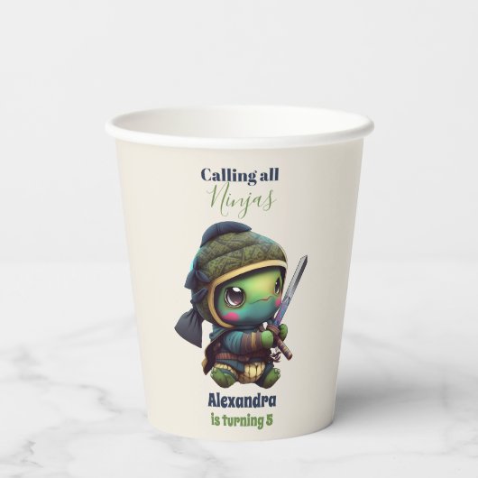 リトル忍者カメ子供の誕生日 紙コップ (裏面)