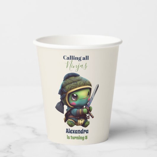 リトル忍者カメ子供の誕生日 紙コップ (正面)