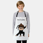 リトル忍者ドゥードボーイカワイキッズパーソナライズされた エプロン (着用した状態)