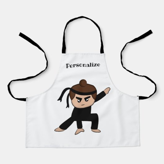 リトル忍者ドゥードボーイカワイキッズパーソナライズされた エプロン (正面)