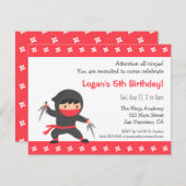 リトル忍者子供の誕生日パーティの招待状 招待状 (正面/裏面)