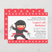 リトル忍者子供の誕生日パーティの招待状 招待状 (正面/裏面)