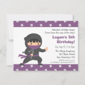 リトル忍者子供の誕生日パーティの招待状 招待状 (正面)