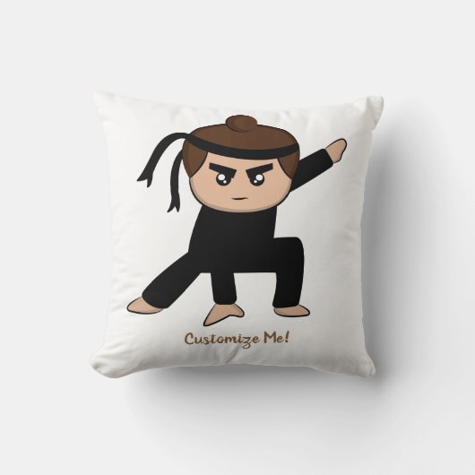 リトル忍者少年かわいいパーソナライズされた子 クッション (正面)