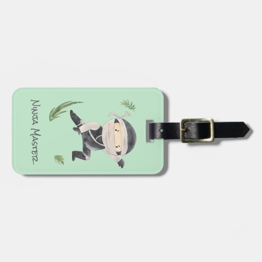 リトル忍者戦士 – 追加名前をカスタムする 子供へ ラゲッジタグ (正面横)