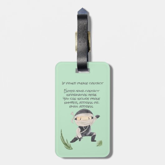 リトル忍者戦士 – 追加名前をカスタムする 子供へ ラゲッジタグ (裏面縦)