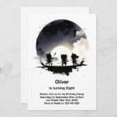 リトル忍者誕生日招待状 招待状 (正面/裏面)