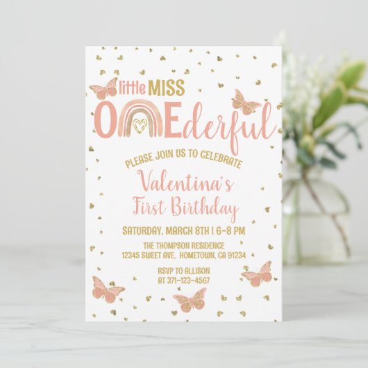 リトル恋しく思ア・ワン・ダーフル1歳の誕生日ボホレインボー 招待状 (スタンド正面)